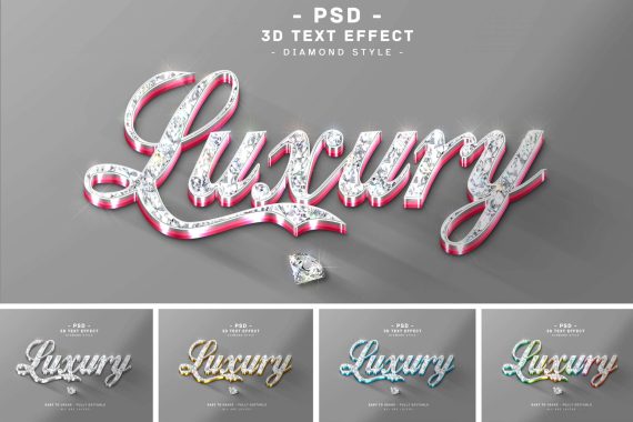 3D diamond text effect PSD
