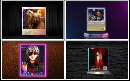 4 in 1 Unique NFT trading Cards Template Photoshop