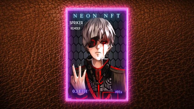 NFT Trading card template Neon Frame