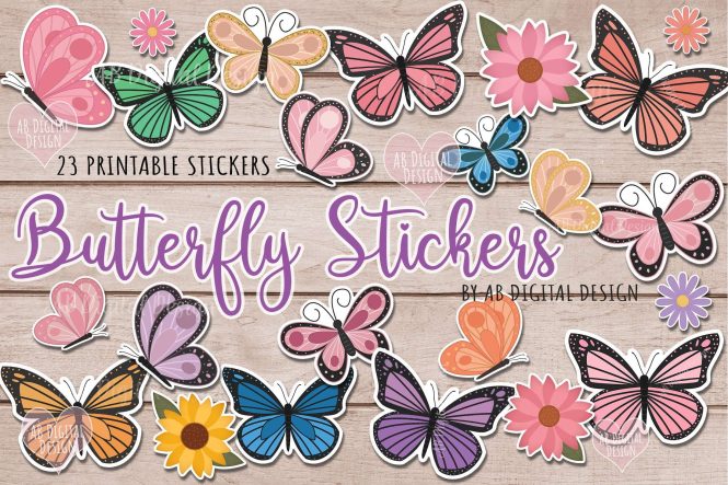 Butterfly Printable Sticker Bundle