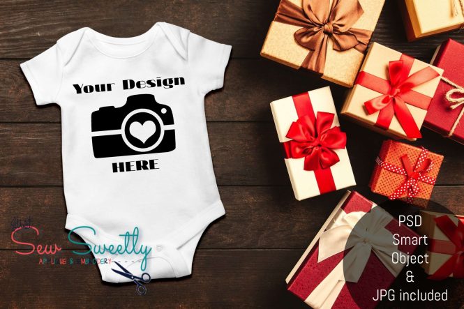 Christmas Baby Romper Mock up PSD