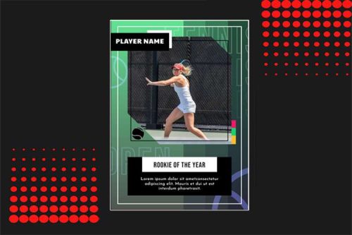 Tennis Trading card Photoshop template V3